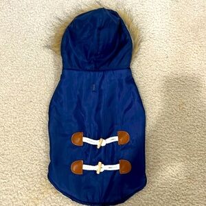 Size Small Navy & Brown Rain Jacket with Furry Hood for small pet dog